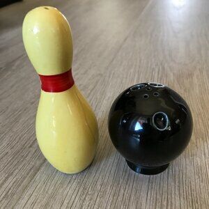 Napco Salt and Pepper Shakers Made in Japan Bowling Ball and Yellow Pin Vintage